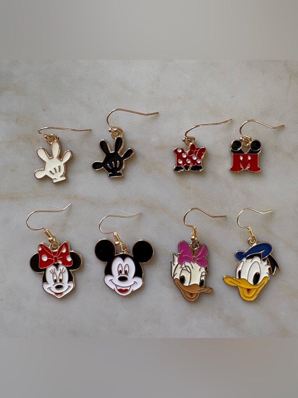 Disney Mickey Mouse Minnie Mouse Donald Daisy Duck Enamel Earrings - 4 Pairs